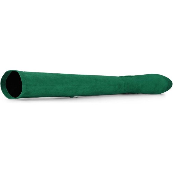 Women Green Suede Chunky Heel Rounded Toe Over the Knee Thigh High Boots - Picture 4 of 6